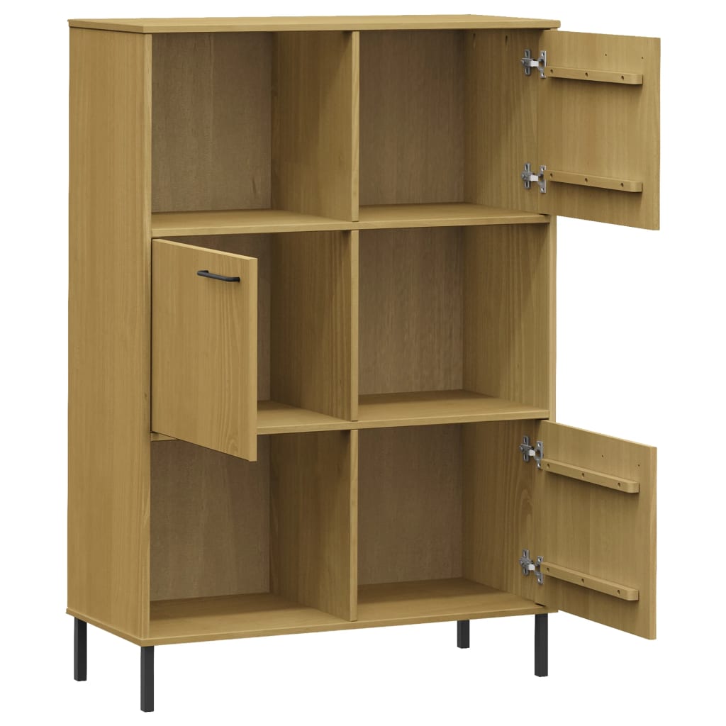 vidaXL Bibliothèque OSLO pieds en métal marron 90x35x128,5 cm bois massif