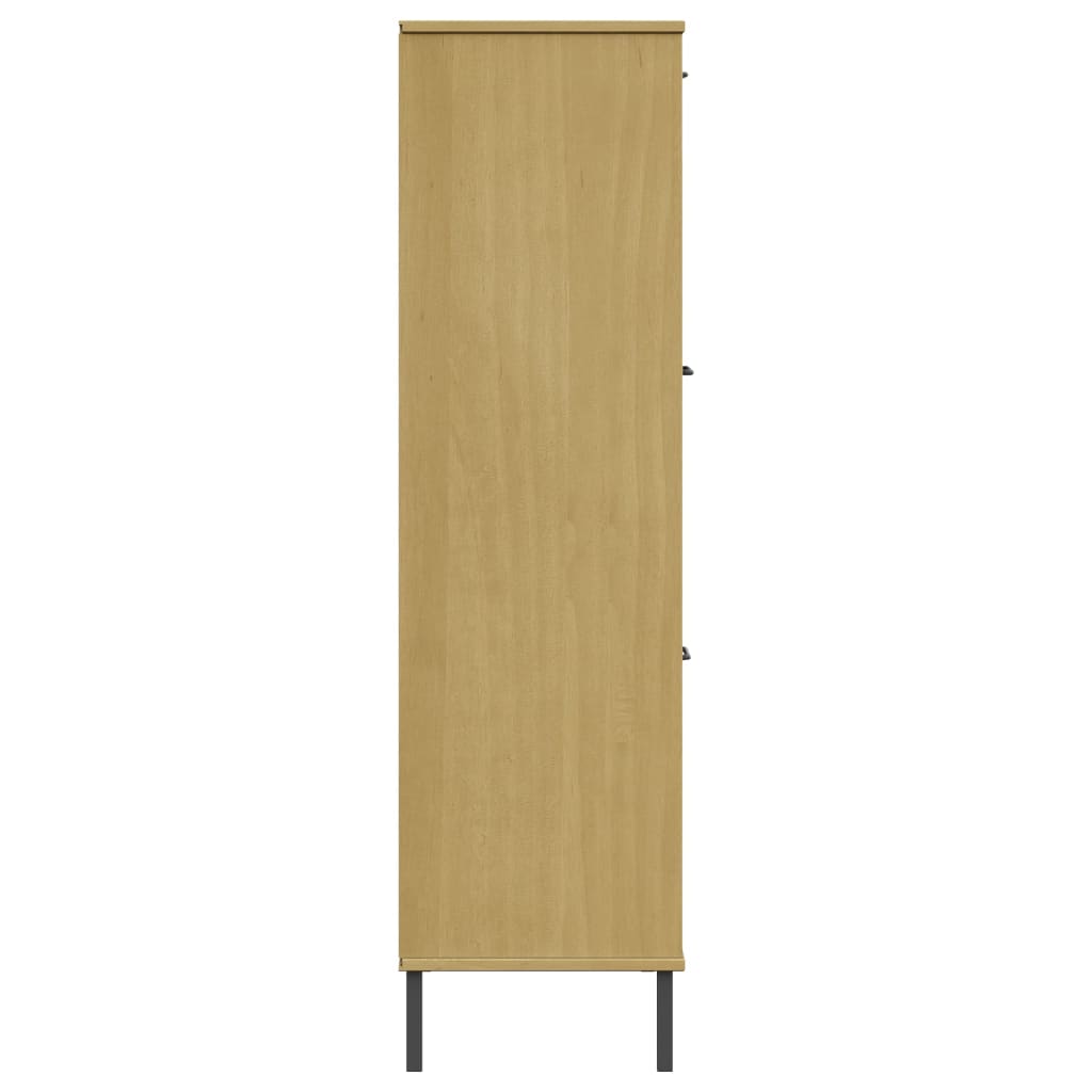 vidaXL Bibliothèque OSLO pieds en métal marron 90x35x128,5 cm bois massif