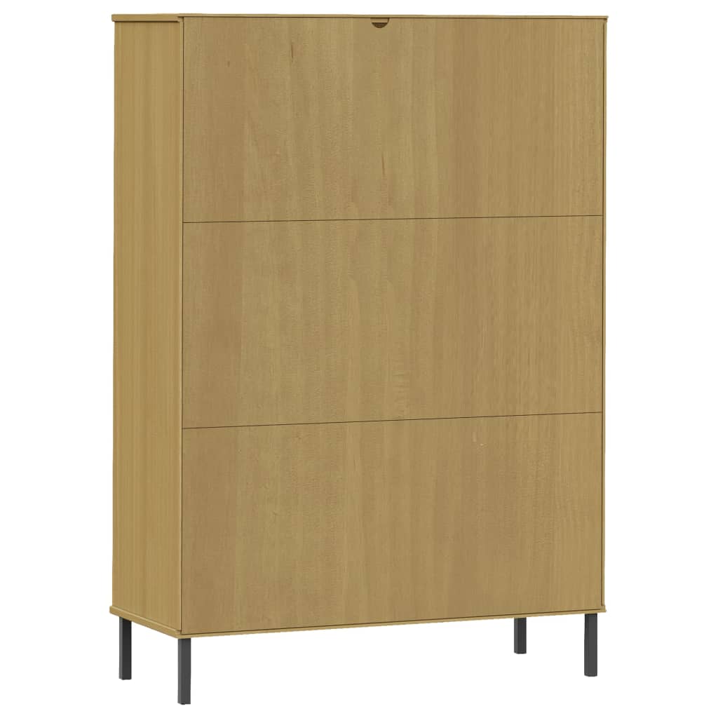 vidaXL Bibliothèque OSLO pieds en métal marron 90x35x128,5 cm bois massif