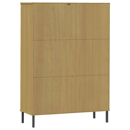 vidaXL Bibliothèque OSLO pieds en métal marron 90x35x128,5 cm bois massif