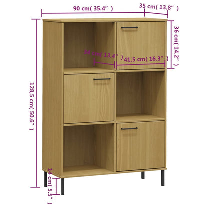 vidaXL Bibliothèque OSLO pieds en métal marron 90x35x128,5 cm bois massif