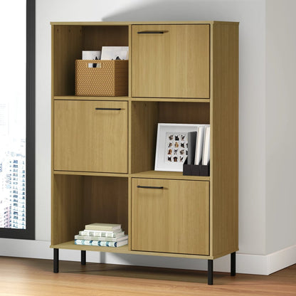 vidaXL Bibliothèque OSLO pieds en métal marron 90x35x128,5 cm bois massif