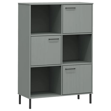 vidaXL Bücherregal OSLO mit Metallbeinen Grau 90x35x128,5cm Massivholz
