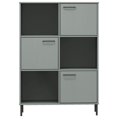 vidaXL Bücherregal OSLO mit Metallbeinen Grau 90x35x128,5cm Massivholz