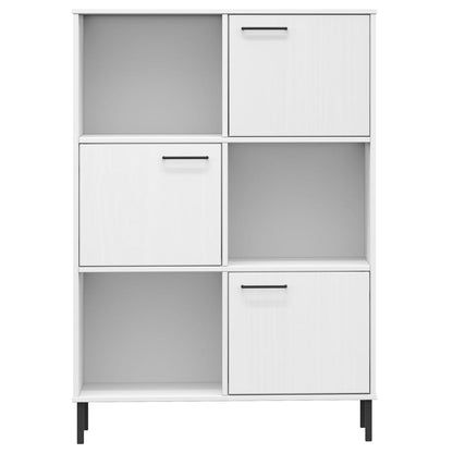 vidaXL Bücherregal OSLO mit Metallbeinen Weiß 90x35x128,5cm Massivholz