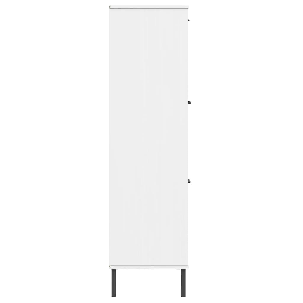 vidaXL Bücherregal OSLO mit Metallbeinen Weiß 90x35x128,5cm Massivholz