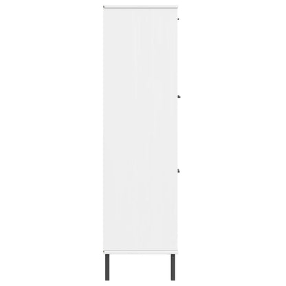 vidaXL Bücherregal OSLO mit Metallbeinen Weiß 90x35x128,5cm Massivholz