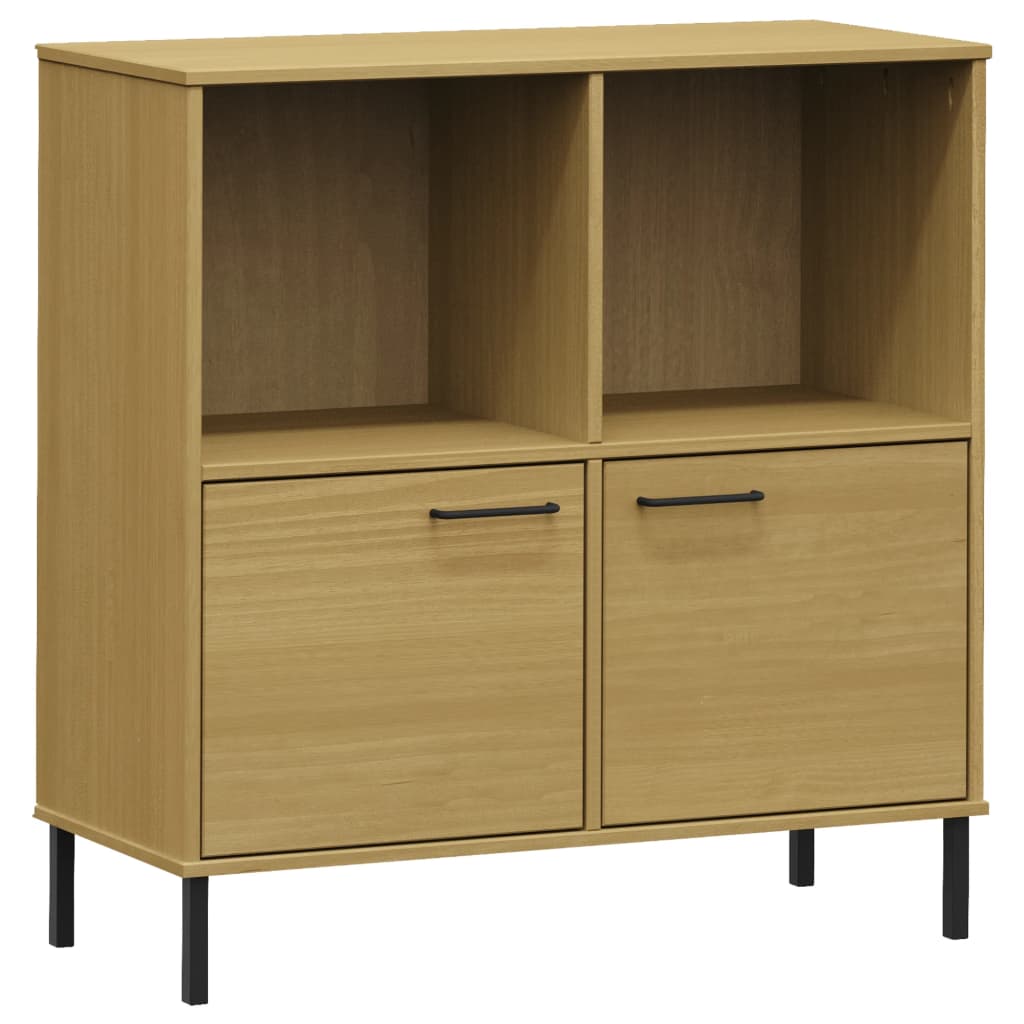 vidaXL Bücherregal OSLO mit Metallbeinen Braun 90x35x90,5cm Massivholz