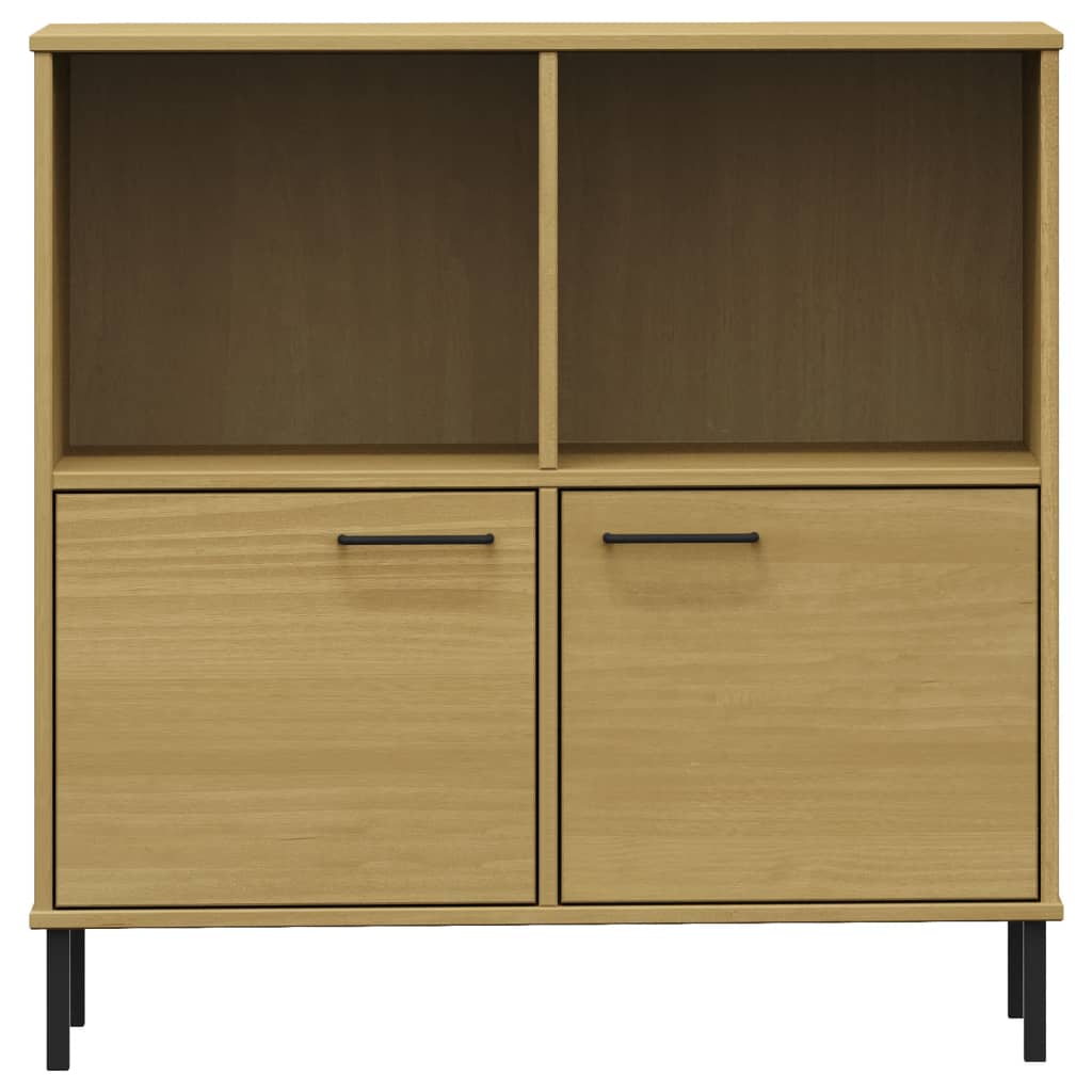 vidaXL Bücherregal OSLO mit Metallbeinen Braun 90x35x90,5cm Massivholz