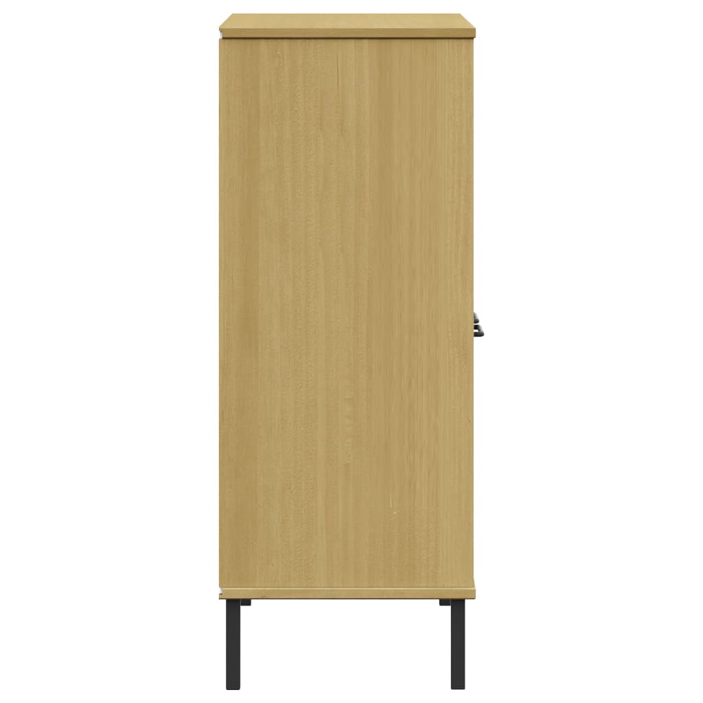 vidaXL Bücherregal OSLO mit Metallbeinen Braun 90x35x90,5cm Massivholz