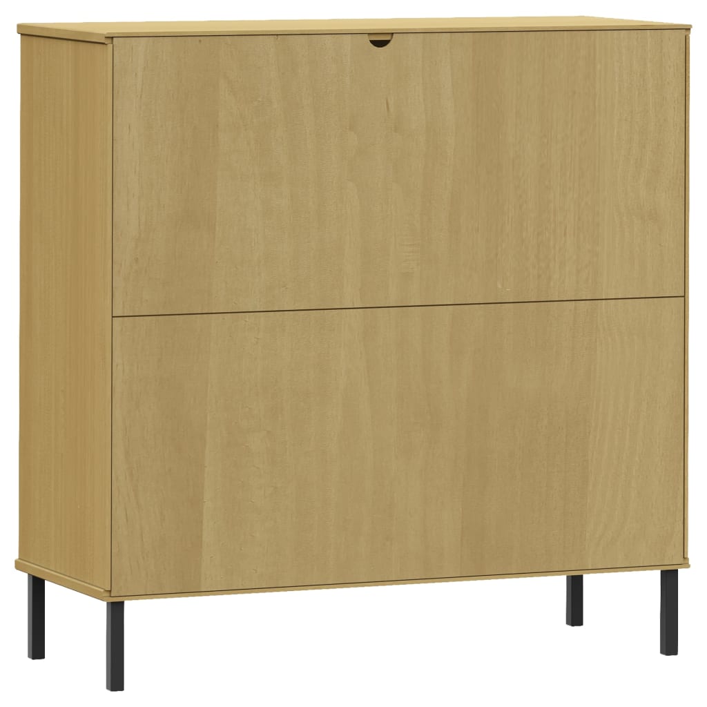 vidaXL Bücherregal OSLO mit Metallbeinen Braun 90x35x90,5cm Massivholz