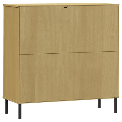 vidaXL Bücherregal OSLO mit Metallbeinen Braun 90x35x90,5cm Massivholz