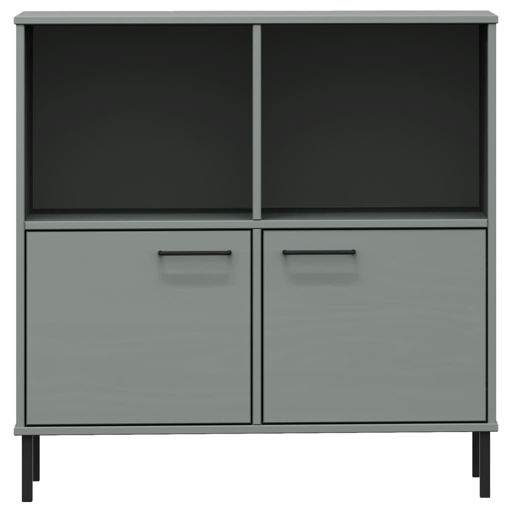 vidaXL Bücherregal OSLO mit Metallbeinen Grau 90x35x90,5 cm Massivholz