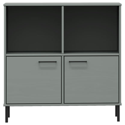 vidaXL Bücherregal OSLO mit Metallbeinen Grau 90x35x90,5 cm Massivholz