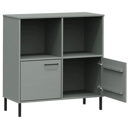 vidaXL Bücherregal OSLO mit Metallbeinen Grau 90x35x90,5 cm Massivholz