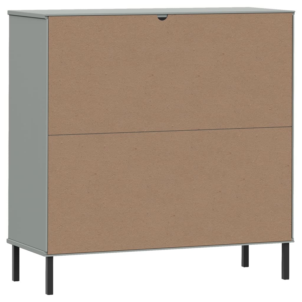 vidaXL Bücherregal OSLO mit Metallbeinen Grau 90x35x90,5 cm Massivholz