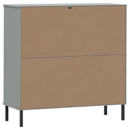 vidaXL Bücherregal OSLO mit Metallbeinen Grau 90x35x90,5 cm Massivholz