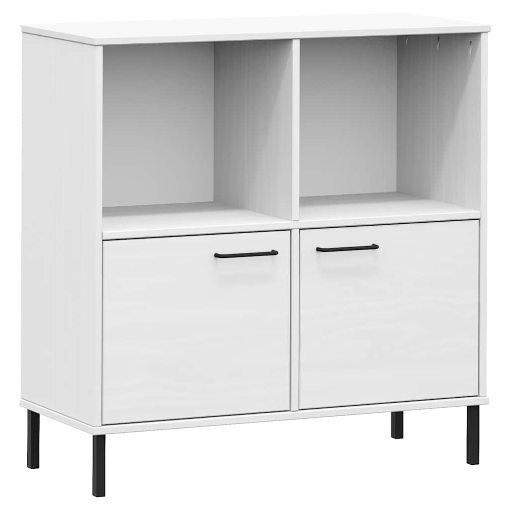 vidaXL Bücherregal OSLO mit Metallbeinen Weiß 90x35x90,5 cm Massivholz