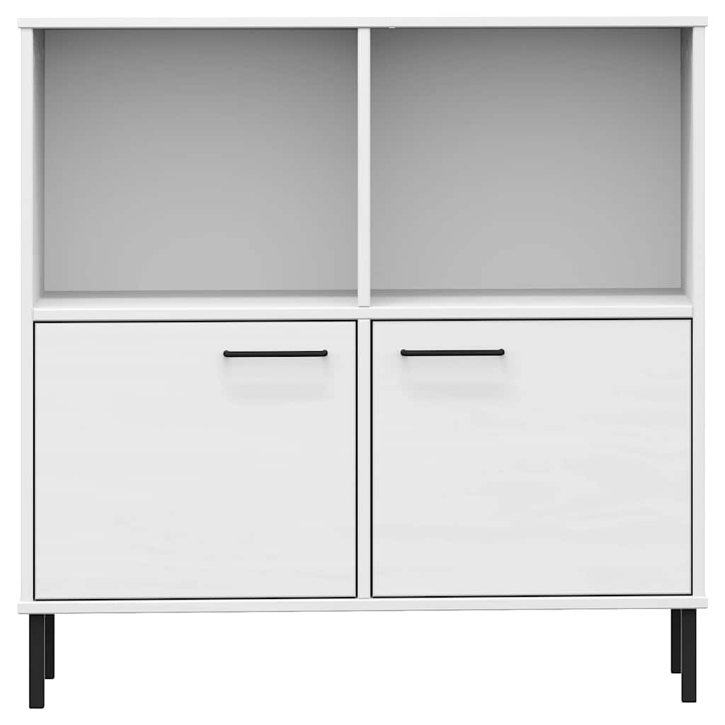 vidaXL Bücherregal OSLO mit Metallbeinen Weiß 90x35x90,5 cm Massivholz