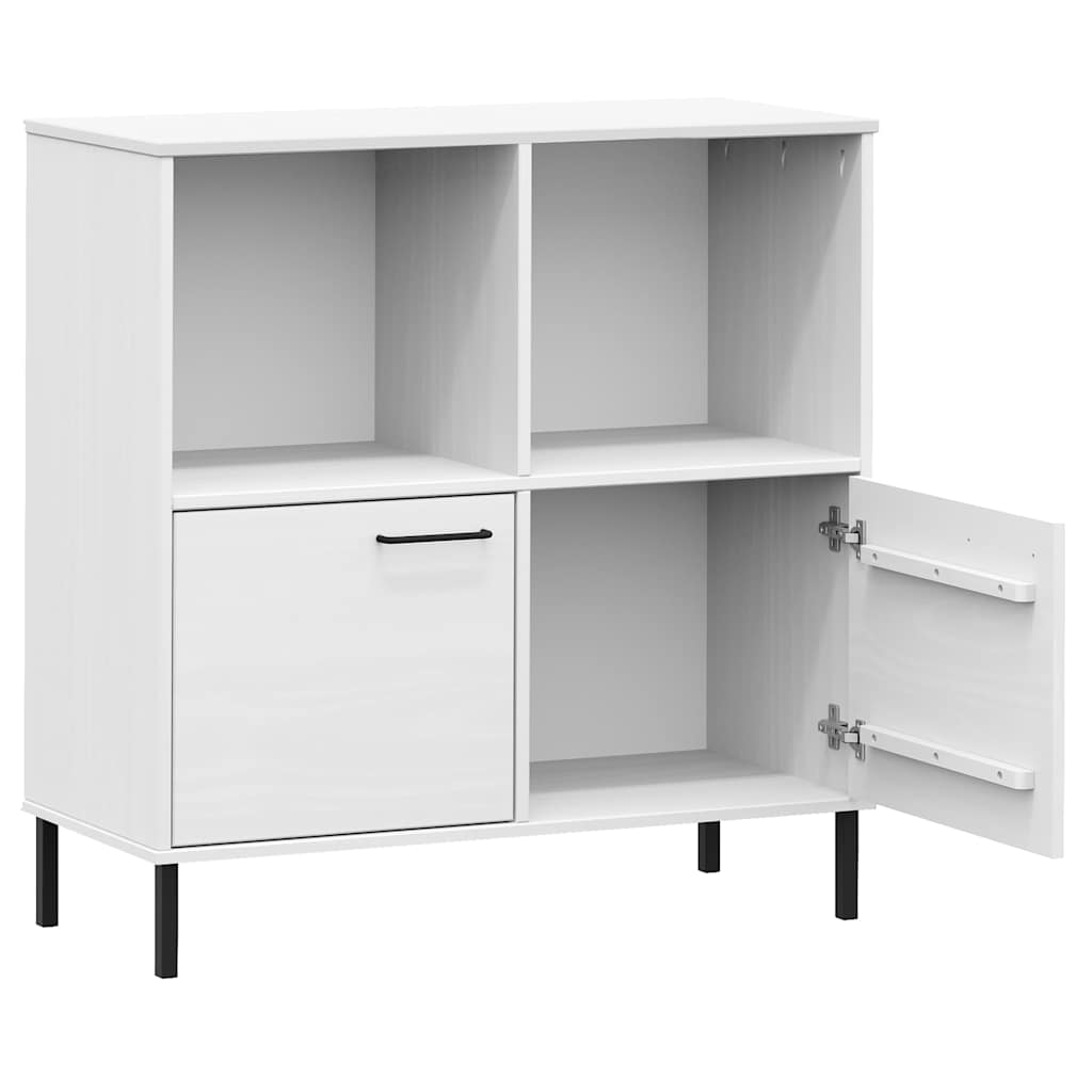 vidaXL Bücherregal OSLO mit Metallbeinen Weiß 90x35x90,5 cm Massivholz