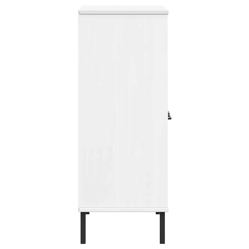 vidaXL Bücherregal OSLO mit Metallbeinen Weiß 90x35x90,5 cm Massivholz