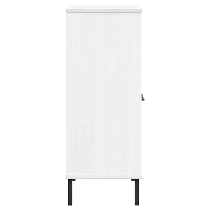 vidaXL Bücherregal OSLO mit Metallbeinen Weiß 90x35x90,5 cm Massivholz