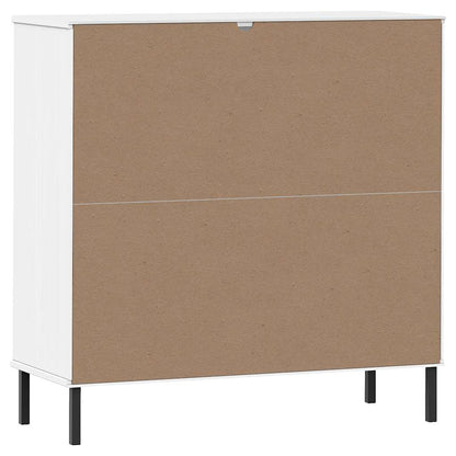 vidaXL Bücherregal OSLO mit Metallbeinen Weiß 90x35x90,5 cm Massivholz
