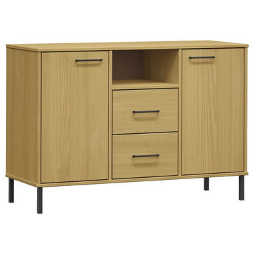 vidaXL Buffet OSLO avec pieds en métal Marron 113x40x77 cm Bois massif