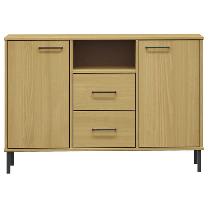 vidaXL Sideboard OSLO mit Metallbeinen Braun 113x40x77 cm Massivholz