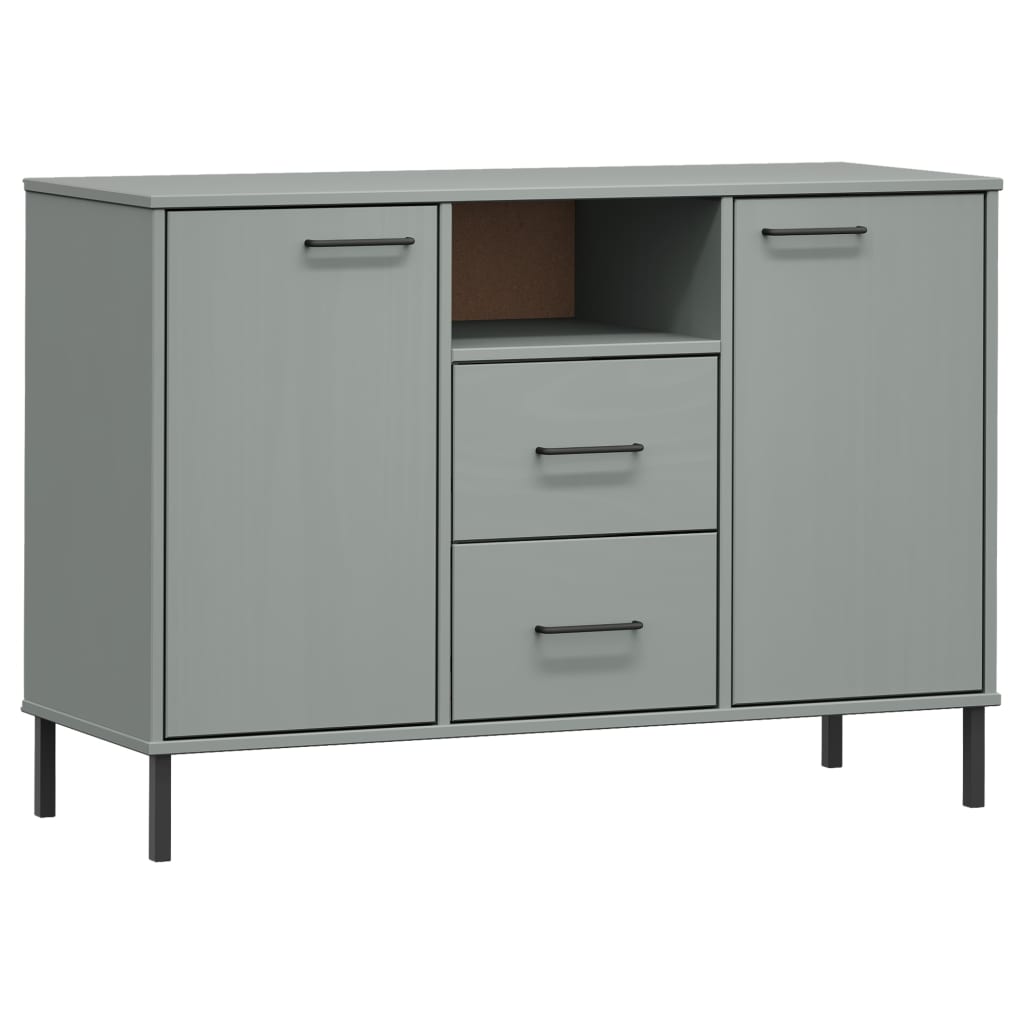 Sideboard OSLO mit Metallbeinen Grau 113x40x77 cm Massivholz
