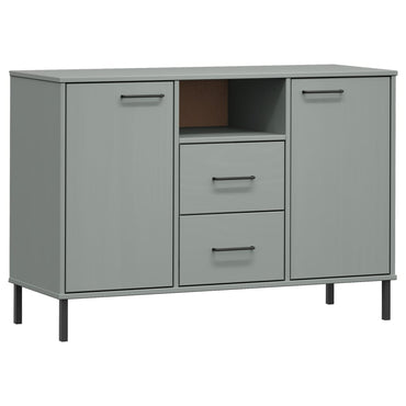 vidaXL Buffet OSLO avec pieds en métal Gris 113x40x77 cm Bois massif