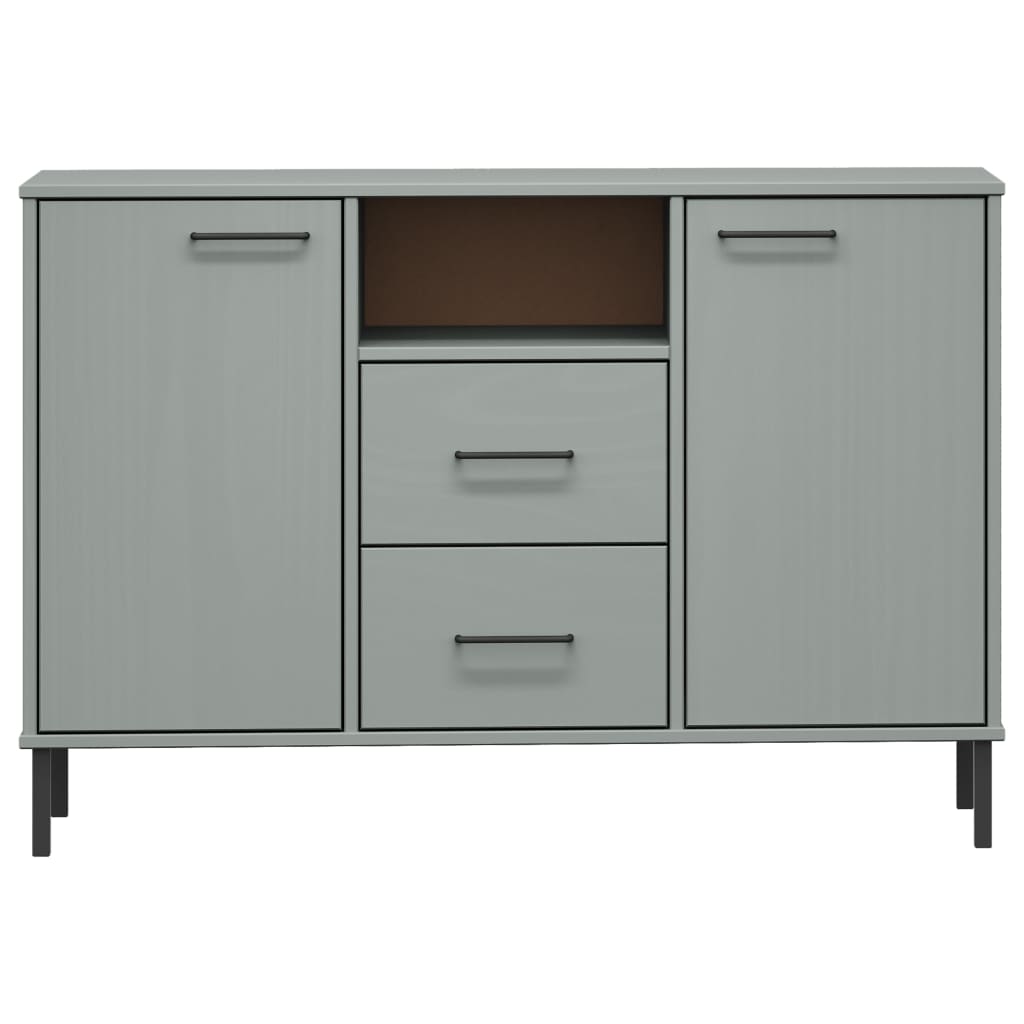 vidaXL Buffet OSLO avec pieds en métal Gris 113x40x77 cm Bois massif