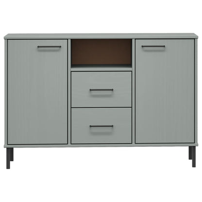 vidaXL Buffet OSLO avec pieds en métal Gris 113x40x77 cm Bois massif