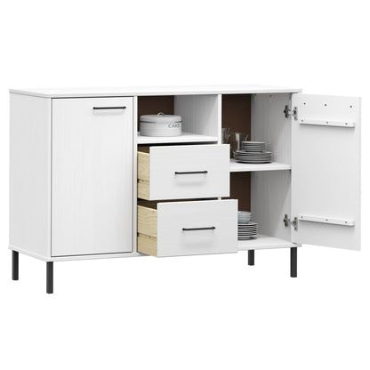 vidaXL Buffet OSLO avec pieds en métal Blanc 113x40x77 cm Bois massif