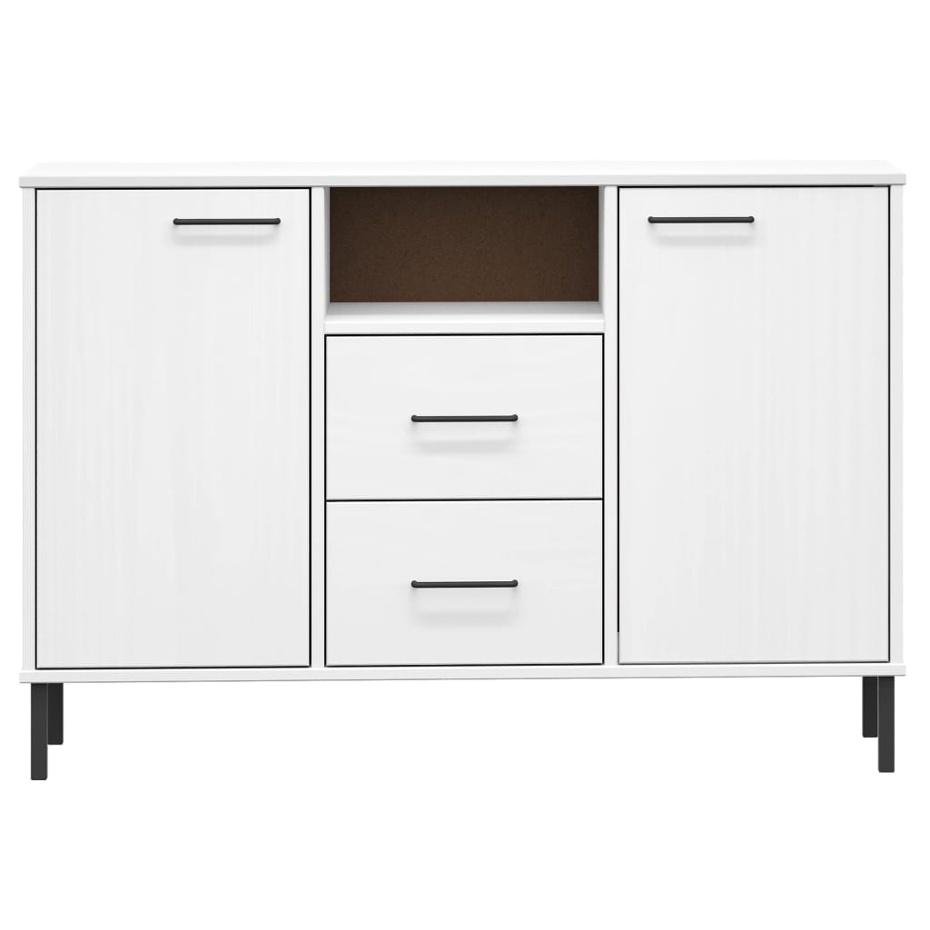 vidaXL Buffet OSLO avec pieds en métal Blanc 113x40x77 cm Bois massif