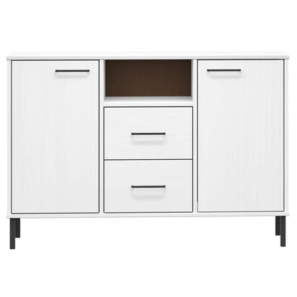 vidaXL Buffet OSLO avec pieds en métal Blanc 113x40x77 cm Bois massif