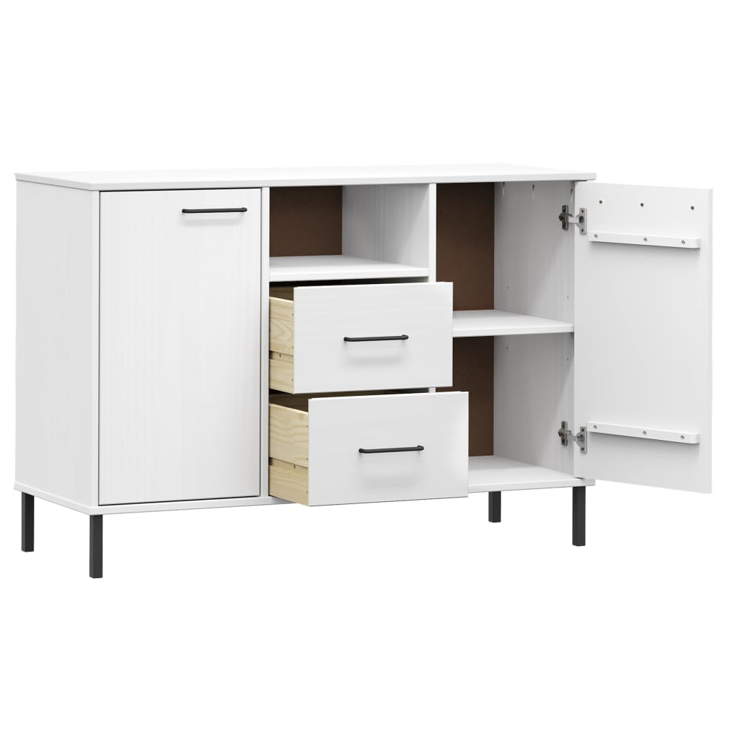 vidaXL Buffet OSLO avec pieds en métal Blanc 113x40x77 cm Bois massif