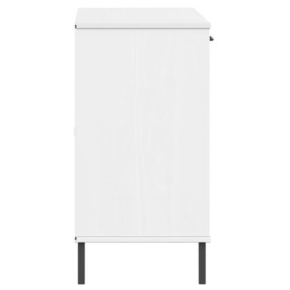 vidaXL Buffet OSLO avec pieds en métal Blanc 113x40x77 cm Bois massif