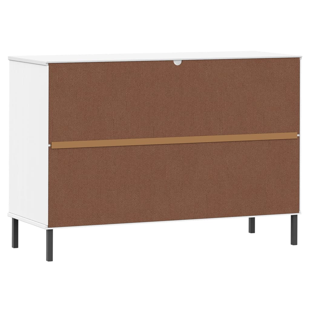 vidaXL Buffet OSLO avec pieds en métal Blanc 113x40x77 cm Bois massif