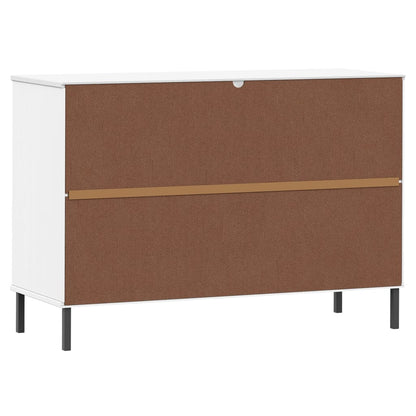 vidaXL Buffet OSLO avec pieds en métal Blanc 113x40x77 cm Bois massif