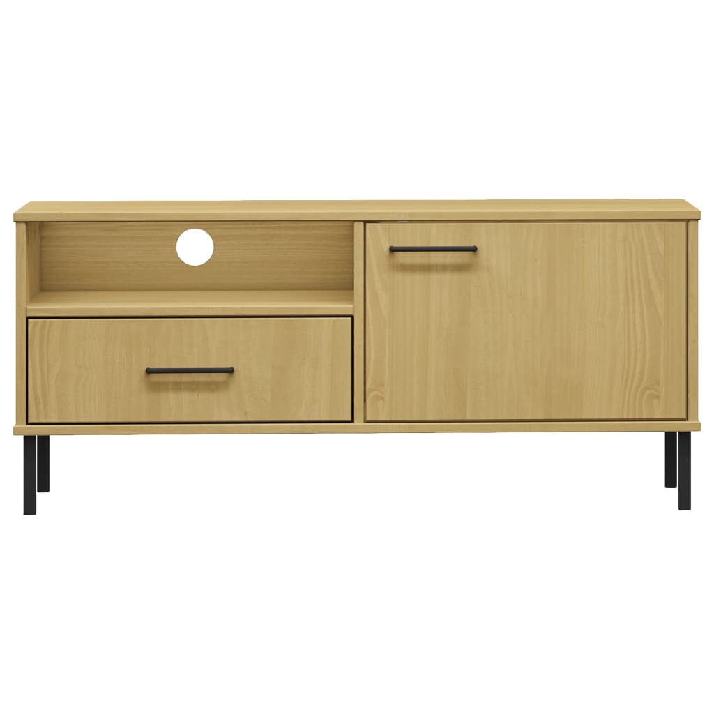 vidaXL Meuble TV OSLO avec pieds en métal Marron Bois de pin massif