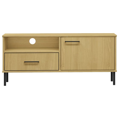 vidaXL Meuble TV OSLO avec pieds en métal Marron Bois de pin massif
