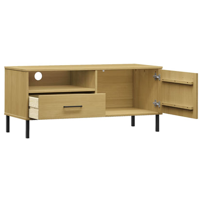 vidaXL Meuble TV OSLO avec pieds en métal Marron Bois de pin massif