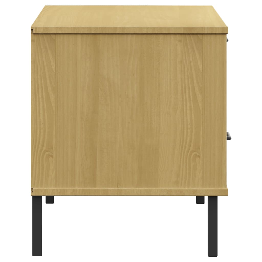 vidaXL Meuble TV OSLO avec pieds en métal Marron Bois de pin massif