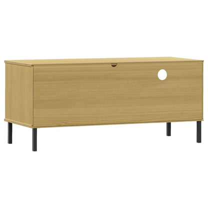 vidaXL Meuble TV OSLO avec pieds en métal Marron Bois de pin massif