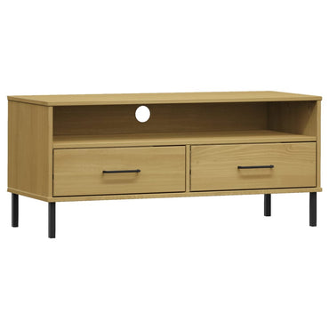 vidaXL Meuble TV OSLO avec pieds en métal Marron Bois de pin massif