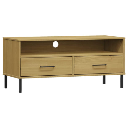 vidaXL Meuble TV OSLO avec pieds en métal Marron Bois de pin massif