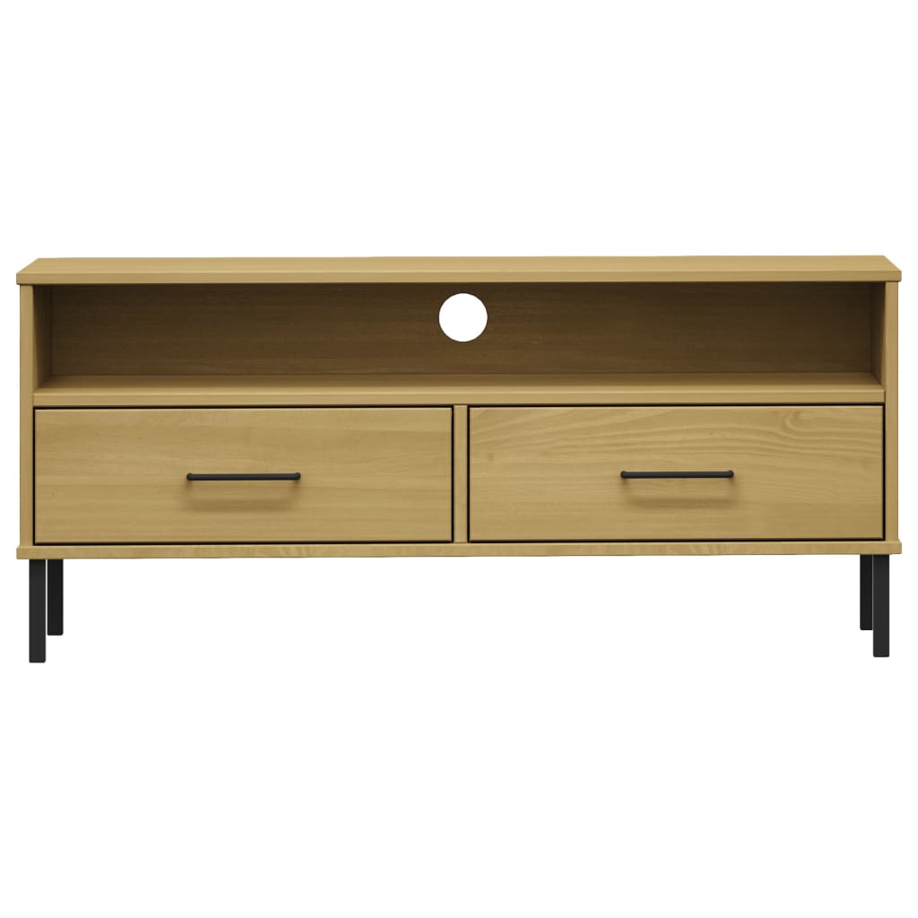 vidaXL Meuble TV OSLO avec pieds en métal Marron Bois de pin massif