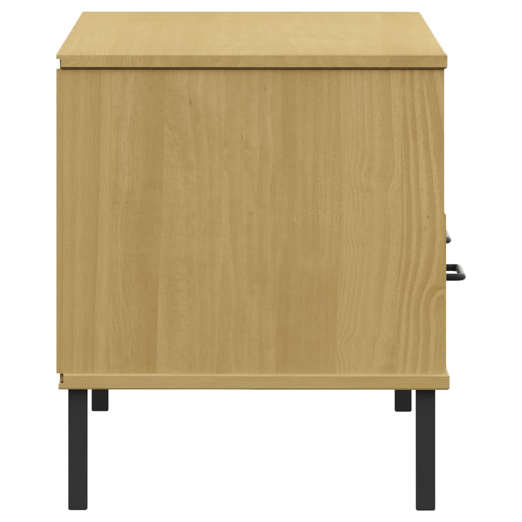 vidaXL Meuble TV OSLO avec pieds en métal Marron Bois de pin massif