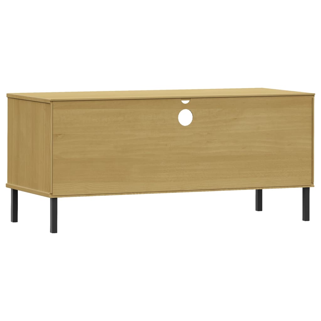 vidaXL Meuble TV OSLO avec pieds en métal Marron Bois de pin massif